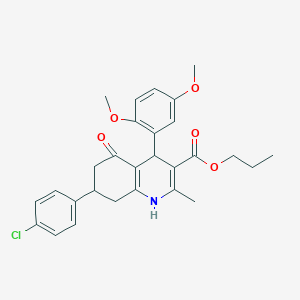 molecular formula C28H30ClNO5 B4977408 Propyl 7-(4-chlorophenyl)-4-(2,5-dimethoxyphenyl)-2-methyl-5-oxo-1,4,5,6,7,8-hexahydroquinoline-3-carboxylate CAS No. 5709-27-3