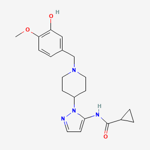 molecular formula C20H26N4O3 B4977555 N-[2-[1-[(3-hydroxy-4-methoxyphenyl)methyl]piperidin-4-yl]pyrazol-3-yl]cyclopropanecarboxamide 