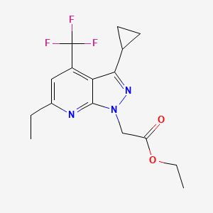 molecular formula C16H18F3N3O2 B4977593 Ethyl 2-(3-cyclopropyl-6-ethyl-4-(trifluoromethyl)-1H-pyrazolo[3,4-b]pyridin-1-yl)acetate 