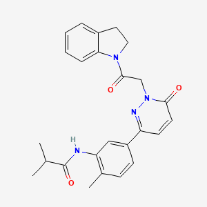 molecular formula C25H26N4O3 B4977604 N-(5-{1-[2-(2,3-dihydro-1H-indol-1-yl)-2-oxoethyl]-6-oxo-1,6-dihydropyridazin-3-yl}-2-methylphenyl)-2-methylpropanamide 