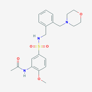 molecular formula C21H27N3O5S B4977683 N-{2-METHOXY-5-[({2-[(MORPHOLIN-4-YL)METHYL]PHENYL}METHYL)SULFAMOYL]PHENYL}ACETAMIDE 