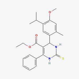 molecular formula C24H28N2O3S B4977728 Ethyl 6-[4-methoxy-2-methyl-5-(propan-2-yl)phenyl]-4-phenyl-2-sulfanyl-1,6-dihydropyrimidine-5-carboxylate 