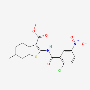 molecular formula C18H17ClN2O5S B4977923 METHYL 2-(2-CHLORO-5-NITROBENZAMIDO)-6-METHYL-4,5,6,7-TETRAHYDRO-1-BENZOTHIOPHENE-3-CARBOXYLATE 