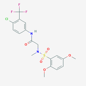 molecular formula C18H18ClF3N2O5S B4978154 N-[4-chloro-3-(trifluoromethyl)phenyl]-N~2~-[(2,5-dimethoxyphenyl)sulfonyl]-N~2~-methylglycinamide 