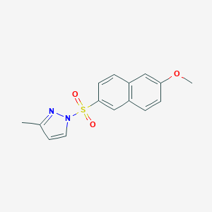 molecular formula C15H14N2O3S B497826 methyl 6-[(3-methyl-1H-pyrazol-1-yl)sulfonyl]-2-naphthyl ether 