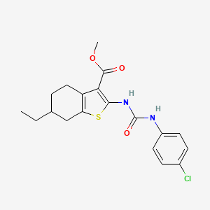 molecular formula C19H21ClN2O3S B4978988 Methyl 2-{[(4-chlorophenyl)carbamoyl]amino}-6-ethyl-4,5,6,7-tetrahydro-1-benzothiophene-3-carboxylate 