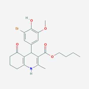 molecular formula C22H26BrNO5 B4979014 Butyl 4-(3-bromo-4-hydroxy-5-methoxyphenyl)-2-methyl-5-oxo-1,4,5,6,7,8-hexahydroquinoline-3-carboxylate 