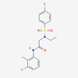 molecular formula C17H18ClFN2O3S B4979043 N-(3-chloro-2-methylphenyl)-N~2~-ethyl-N~2~-[(4-fluorophenyl)sulfonyl]glycinamide 