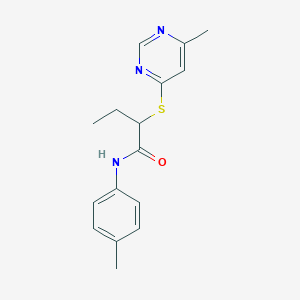 molecular formula C16H19N3OS B4979373 N-(4-methylphenyl)-2-(6-methylpyrimidin-4-yl)sulfanylbutanamide 