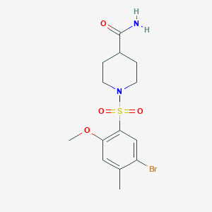 molecular formula C14H19BrN2O4S B497945 1-((5-Bromo-2-methoxy-4-methylphenyl)sulfonyl)piperidine-4-carboxamide CAS No. 915932-19-3