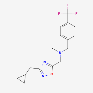 molecular formula C16H18F3N3O B4979528 N-[[3-(cyclopropylmethyl)-1,2,4-oxadiazol-5-yl]methyl]-N-methyl-1-[4-(trifluoromethyl)phenyl]methanamine 