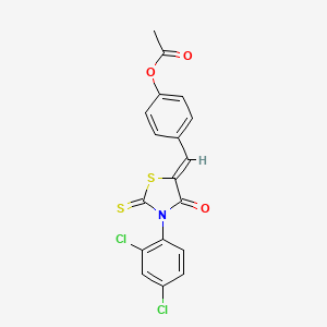 molecular formula C18H11Cl2NO3S2 B4979875 [4-[(Z)-[3-(2,4-dichlorophenyl)-4-oxo-2-sulfanylidene-1,3-thiazolidin-5-ylidene]methyl]phenyl] acetate 