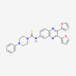 molecular formula C27H23N5O2S B4980018 N-[2,3-bis(furan-2-yl)quinoxalin-6-yl]-4-phenylpiperazine-1-carbothioamide 