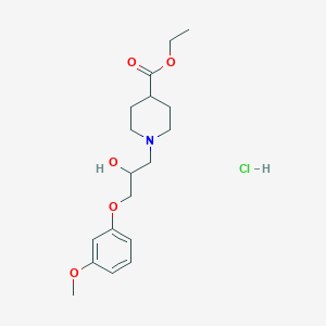 molecular formula C18H28ClNO5 B4980252 Ethyl 1-(2-hydroxy-3-(3-methoxyphenoxy)propyl)piperidine-4-carboxylate hydrochloride 