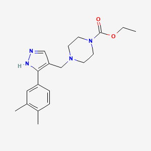 molecular formula C19H26N4O2 B4980348 ethyl 4-[[5-(3,4-dimethylphenyl)-1H-pyrazol-4-yl]methyl]piperazine-1-carboxylate 