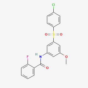 molecular formula C20H15ClFNO4S B4980710 N-{3-[(4-chlorophenyl)sulfonyl]-5-methoxyphenyl}-2-fluorobenzamide 