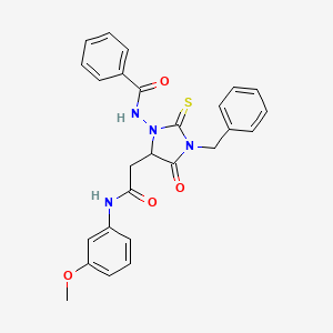 molecular formula C26H24N4O4S B4980723 N-(3-benzyl-5-{2-[(3-methoxyphenyl)amino]-2-oxoethyl}-4-oxo-2-thioxoimidazolidin-1-yl)benzamide 
