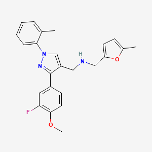 molecular formula C24H24FN3O2 B4980733 1-[3-(3-fluoro-4-methoxyphenyl)-1-(2-methylphenyl)-1H-pyrazol-4-yl]-N-[(5-methyl-2-furyl)methyl]methanamine 