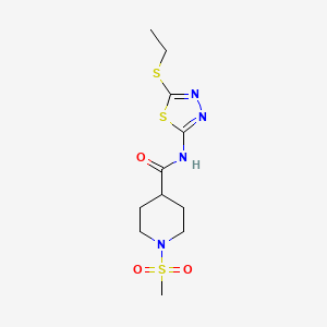molecular formula C11H18N4O3S3 B4980849 N-(5-(ethylthio)-1,3,4-thiadiazol-2-yl)-1-(methylsulfonyl)piperidine-4-carboxamide 