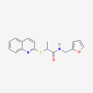 molecular formula C17H16N2O2S B4980853 N-(furan-2-ylmethyl)-2-quinolin-2-ylsulfanylpropanamide 