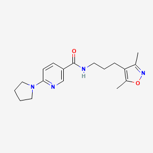 molecular formula C18H24N4O2 B4980868 N-[3-(3,5-dimethyl-4-isoxazolyl)propyl]-6-(1-pyrrolidinyl)nicotinamide 