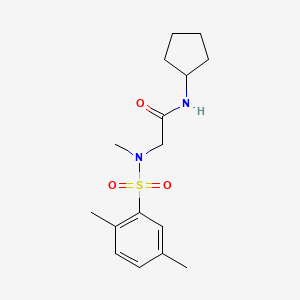 molecular formula C16H24N2O3S B4980930 N-cyclopentyl-2-[(2,5-dimethylphenyl)sulfonyl-methylamino]acetamide 