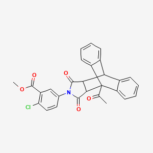 molecular formula C28H20ClNO5 B4981093 Methyl 5-(1-acetyl-16,18-dioxo-17-azapentacyclo[6.6.5.0~2,7~.0~9,14~.0~15,19~]nonadeca-2,4,6,9,11,13-hexaen-17-yl)-2-chlorobenzoate (non-preferred name) 