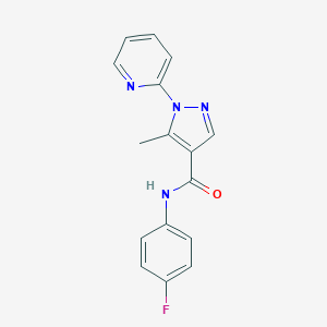 molecular formula C16H13FN4O B498110 N-(4-fluorophenyl)-5-methyl-1-(2-pyridinyl)-1H-pyrazole-4-carboxamide 