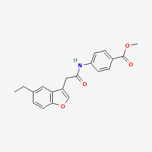 molecular formula C20H19NO4 B4981366 METHYL 4-[2-(5-ETHYL-1-BENZOFURAN-3-YL)ACETAMIDO]BENZOATE 