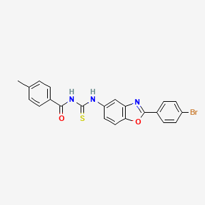 molecular formula C22H16BrN3O2S B4981409 N-{[2-(4-bromophenyl)-1,3-benzoxazol-5-yl]carbamothioyl}-4-methylbenzamide 