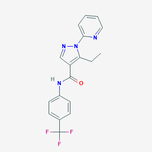 molecular formula C18H15F3N4O B498164 5-ethyl-1-(2-pyridinyl)-N-[4-(trifluoromethyl)phenyl]-1H-pyrazole-4-carboxamide 