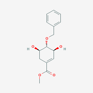 molecular formula C15H18O5 B049817 methyl (3S,4S,5R)-3,5-dihydroxy-4-phenylmethoxycyclohexene-1-carboxylate CAS No. 117661-93-5