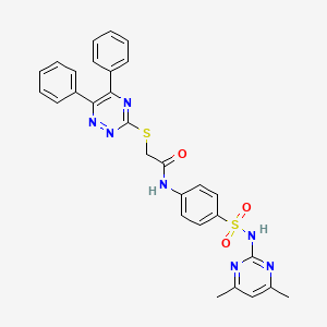 molecular formula C29H25N7O3S2 B4981722 N-(4-{[(4,6-DIMETHYL-2-PYRIMIDINYL)AMINO]SULFONYL}PHENYL)-2-[(5,6-DIPHENYL-1,2,4-TRIAZIN-3-YL)SULFANYL]ACETAMIDE CAS No. 361193-41-1