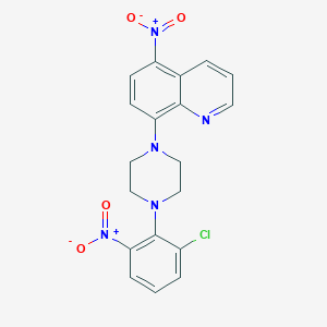 molecular formula C19H16ClN5O4 B4982301 8-[4-(2-Chloro-6-nitrophenyl)piperazin-1-yl]-5-nitroquinoline 