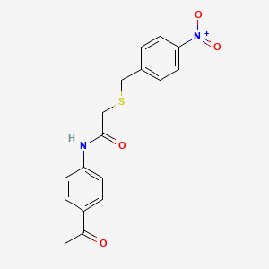 molecular formula C17H16N2O4S B4982340 N-(4-acetylphenyl)-2-[(4-nitrobenzyl)sulfanyl]acetamide 