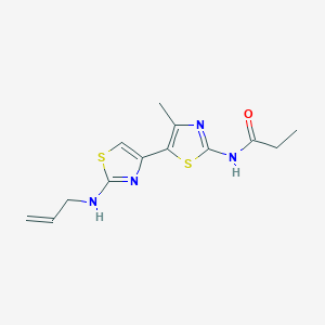 molecular formula C13H16N4OS2 B4982361 N-[4-methyl-5-[2-(prop-2-enylamino)-1,3-thiazol-4-yl]-1,3-thiazol-2-yl]propanamide 