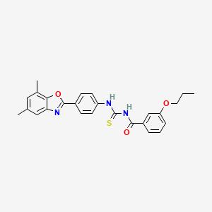 molecular formula C26H25N3O3S B4982466 N-{[4-(5,7-dimethyl-1,3-benzoxazol-2-yl)phenyl]carbamothioyl}-3-propoxybenzamide 