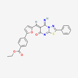 molecular formula C25H18N4O4S B4982774 ethyl 4-[5-[(Z)-(5-imino-7-oxo-2-phenyl-[1,3,4]thiadiazolo[3,2-a]pyrimidin-6-ylidene)methyl]furan-2-yl]benzoate 