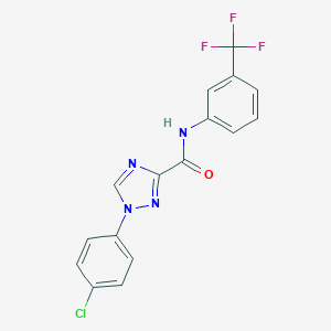 molecular formula C16H10ClF3N4O B498289 1-(4-chlorophenyl)-N-[3-(trifluoromethyl)phenyl]-1H-1,2,4-triazole-3-carboxamide 