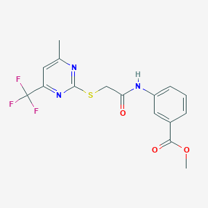 molecular formula C16H14F3N3O3S B4982905 Methyl 3-[[2-[4-methyl-6-(trifluoromethyl)pyrimidin-2-yl]sulfanylacetyl]amino]benzoate 
