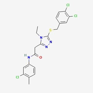 molecular formula C20H19Cl3N4OS B4983350 N-(3-chloro-4-methylphenyl)-2-{5-[(3,4-dichlorobenzyl)sulfanyl]-4-ethyl-4H-1,2,4-triazol-3-yl}acetamide 