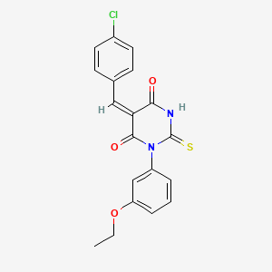 molecular formula C19H15ClN2O3S B4983560 (5E)-5-[(4-chlorophenyl)methylidene]-1-(3-ethoxyphenyl)-2-sulfanylidene-1,3-diazinane-4,6-dione 