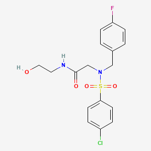 molecular formula C17H18ClFN2O4S B4983570 N~2~-[(4-chlorophenyl)sulfonyl]-N~2~-(4-fluorobenzyl)-N-(2-hydroxyethyl)glycinamide 