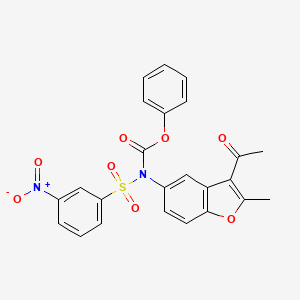 molecular formula C24H18N2O8S B4983749 Phenyl N-(3-acetyl-2-methyl-1-benzofuran-5-YL)-N-(3-nitrobenzenesulfonyl)carbamate 