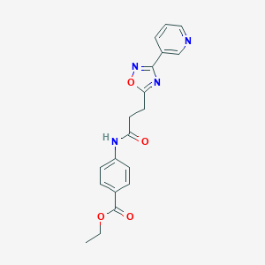 molecular formula C19H18N4O4 B498377 ETHYL 4-{3-[3-(PYRIDIN-3-YL)-1,2,4-OXADIAZOL-5-YL]PROPANAMIDO}BENZOATE 