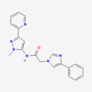 molecular formula C20H18N6O B4983818 N-(2-methyl-5-pyridin-2-ylpyrazol-3-yl)-2-(4-phenylimidazol-1-yl)acetamide 