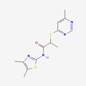 molecular formula C13H16N4OS2 B4983823 N-(4,5-dimethyl-1,3-thiazol-2-yl)-2-(6-methylpyrimidin-4-yl)sulfanylpropanamide 