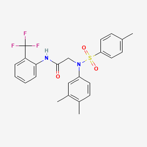 molecular formula C24H23F3N2O3S B4983883 N~2~-(3,4-dimethylphenyl)-N~2~-[(4-methylphenyl)sulfonyl]-N-[2-(trifluoromethyl)phenyl]glycinamide 