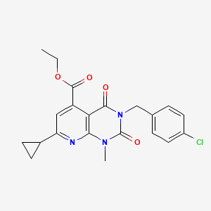 molecular formula C21H20ClN3O4 B4983893 ETHYL 3-[(4-CHLOROPHENYL)METHYL]-7-CYCLOPROPYL-1-METHYL-2,4-DIOXO-1H,2H,3H,4H-PYRIDO[2,3-D]PYRIMIDINE-5-CARBOXYLATE 