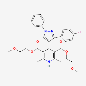 molecular formula C30H32FN3O6 B4984008 bis(2-methoxyethyl) 4-[3-(4-fluorophenyl)-1-phenyl-1H-pyrazol-4-yl]-2,6-dimethyl-1,4-dihydropyridine-3,5-dicarboxylate 